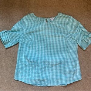 Crown & Ivy Green Seersucker Top